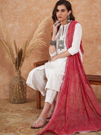 Sangria Floral Printed Pure Cotton A-Line Kurta With Trouser & Dupatta