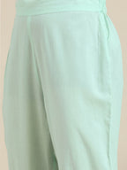 Sangria Women Turquoise Blue Floral Embroidered Kurta with Palazzos