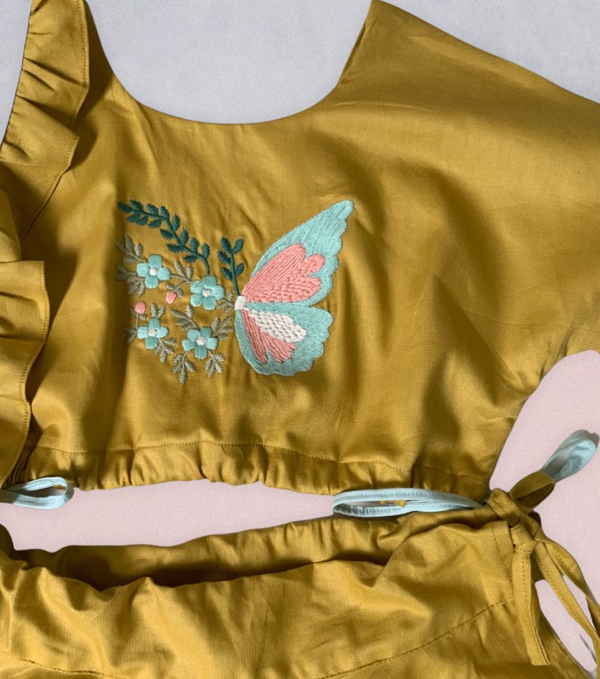ArthLife Mustard Butterfly Lehenga Choli