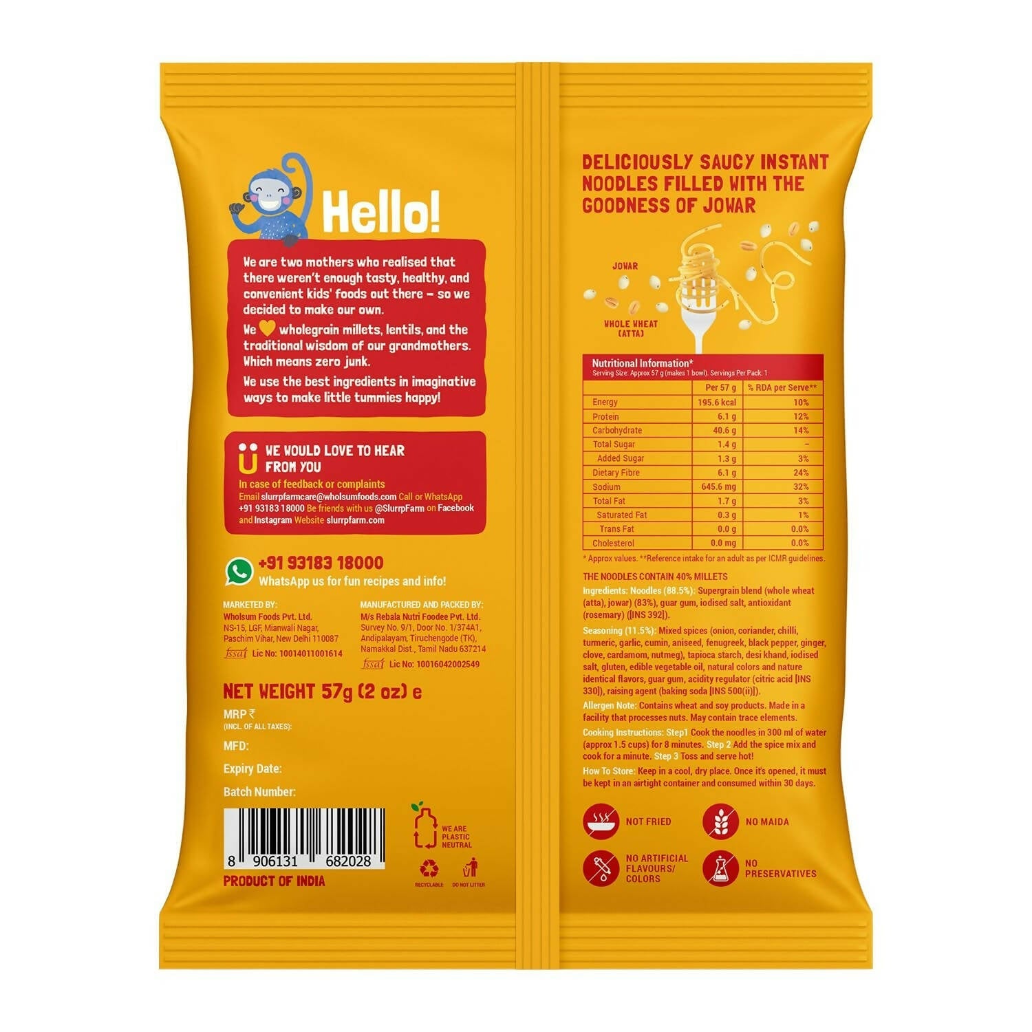 Slurrp Farm No Maida Instant Millet Noodles Combo
