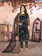 Anaita Navy Blue Embroidered Net Salwar Suit - Distacart