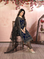 Anaita Navy Blue Embroidered Net Salwar Suit - Distacart