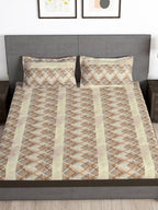 Story@home Brown & White Striped Microfiber 180 TC Bedsheet With Pillow Cover - Distacart