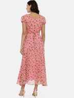 Souchii Women Pink Printed Fit and Flare Dress - Distacart