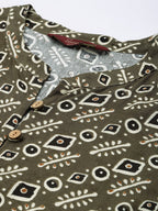 Sangria Women Ethnic Motifs Printed Mandarin Collar Anarkali Kurta