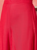 InWeave Red Strappy Kurta Set Black Patola Dupatta