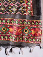 InWeave Red Strappy Kurta Set Black Patola Dupatta