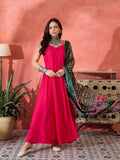 InWeave Fuchsia Strappy Kurta Set Green Patola Dupatta - Distacart