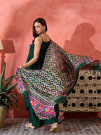 InWeave Green Strappy Kurta Set Green Patola Dupatta - Distacart