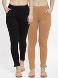TAG 7 Women Pack Of 2 Solid Straight-Fit Ankle-Length Leggings