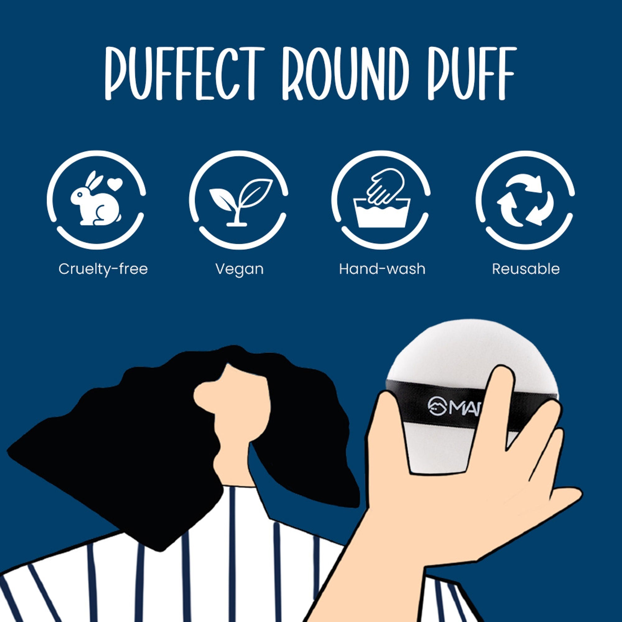 MARS Cosmetics Puffect Powder Puff with Strap - Pack of 2 - Distacart