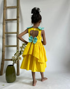 ArthLife Yellow Pepa Rainbow Partywear Dress