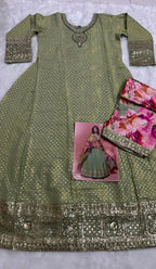 Anaita Green Shimmer Stitched Anarkali Suit with Sequins Embroidery Foil Stitch Work - Distacart