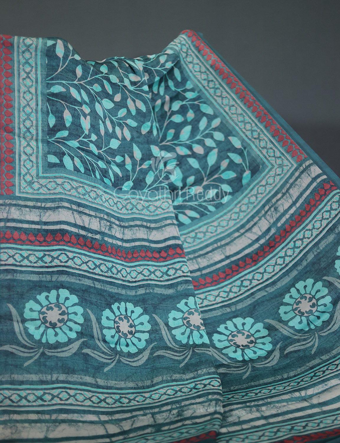 Peacock Blueish With Jaal Design Semi Crepe Silk Saree By Gayathri Reddy Designer Studio