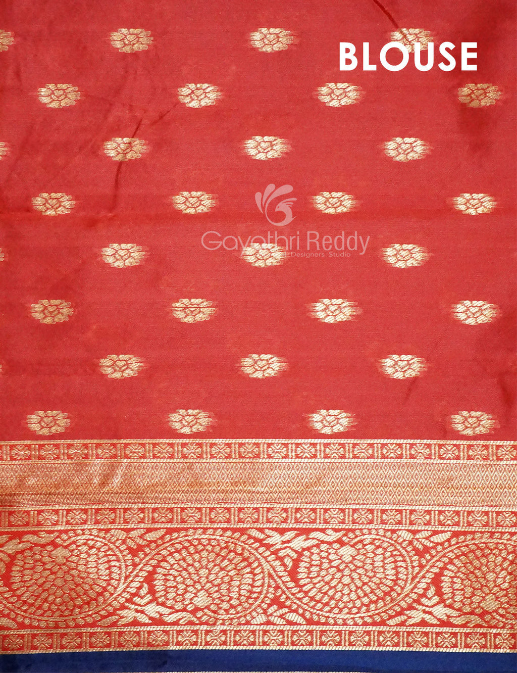 Shades of Navy Blue Floral Designbanaras Semi Silk Saree By Gayathri Reddy Designer Studio