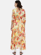 Souchii Yellow Printed A-Line Kurta - Distacart