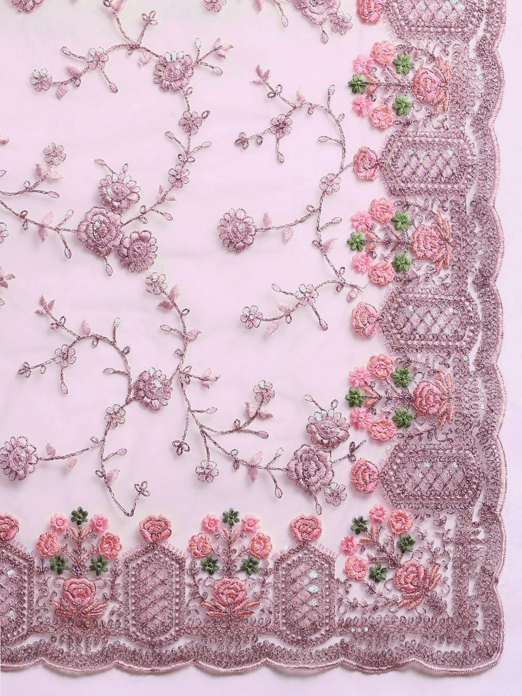 kasee Floral Embroidered Zari Net Saree - Distacart
