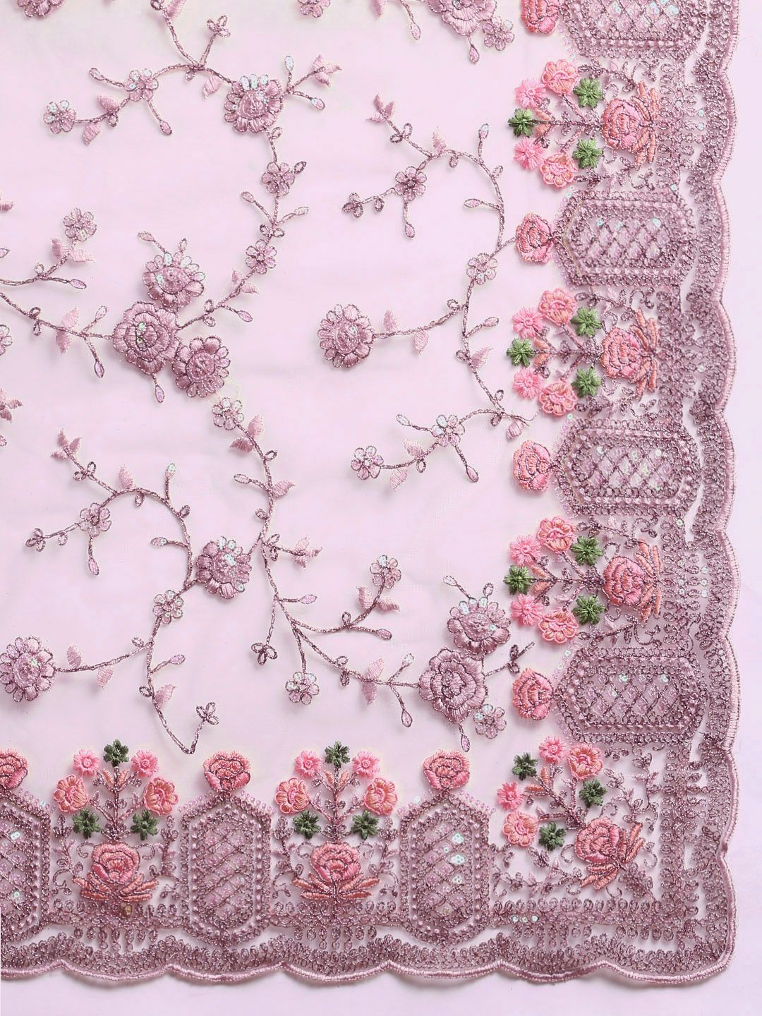 kasee Floral Embroidered Zari Net Saree - Distacart