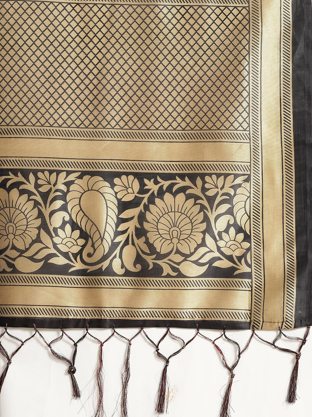 Saree Mall Black & Red Half & Half Printed Saree - Distacart