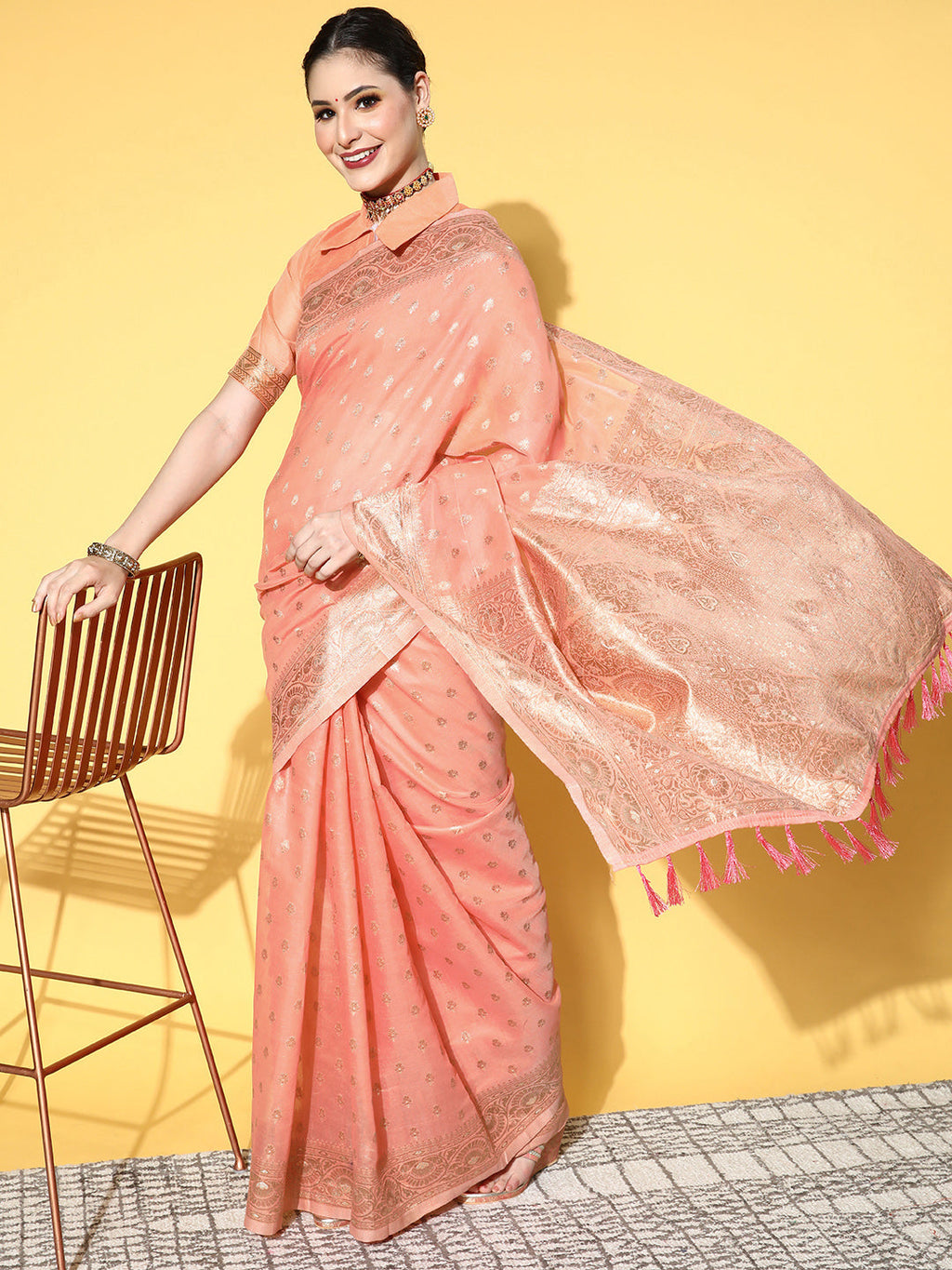 Saree Mall Ethnic Motifs With Woven Design Border Saree - Distacart
