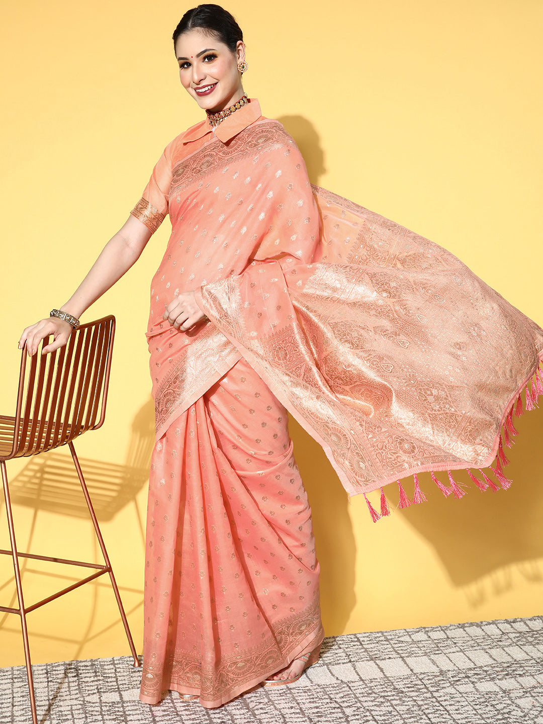 Saree Mall Ethnic Motifs With Woven Design Border Saree - Distacart
