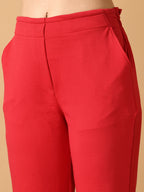 Myshka Women's Pink Straight Fit Party Trouser