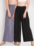TAG 7 Women Black & Grey Set of 2 Flared Ethnic Palazzos