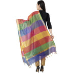A R SILK Multi Box Gold print Fancy Dupatta Multi Color Color Dupatta or Chunni