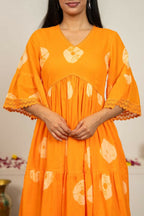 Joban Fashion Orange Tie & Dye Cotton Suit Set - Distacart