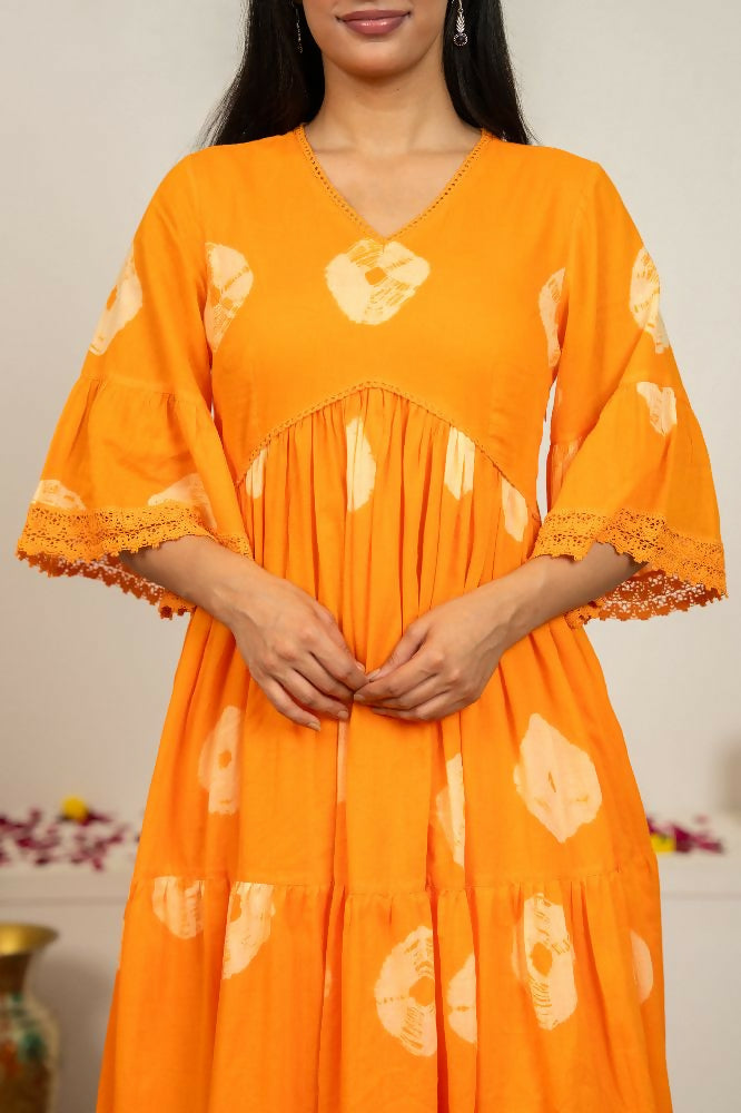 Joban Fashion Orange Tie & Dye Cotton Suit Set - Distacart