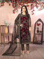 Anaita Maroon Embroidered Net Salwar Suit - Distacart
