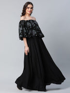 Ahalyaa Women Crepe Printed Black Dress - Distacart