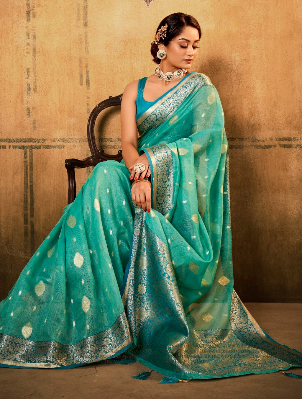 Anaita Turquoise Soft Tussar Silk With Kalamkari Weaving Saree With Blouse - Distacart