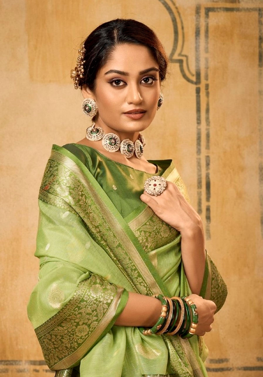 Anaita Green Soft Tussar Silk With Kalamkari Weaving Saree With Blouse - Distacart