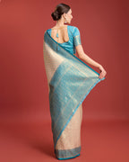 Monjolika Fashion Sky Blue Kanjivaram Silk Mesmerizing Saree - Distacart
