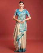 Monjolika Fashion Sky Blue Kanjivaram Silk Mesmerizing Saree - Distacart