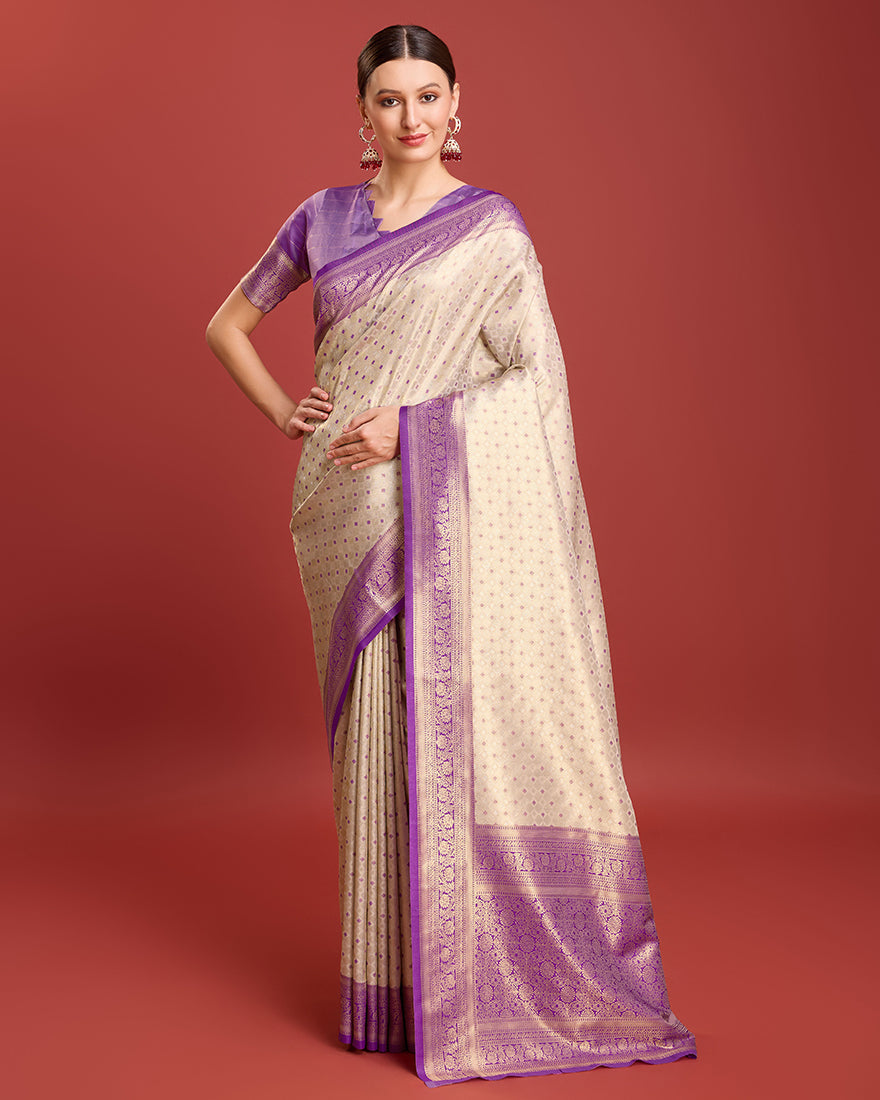 Monjolika Fashion Lavender Kanjivaram Silk Mesmerizing Saree - Distacart