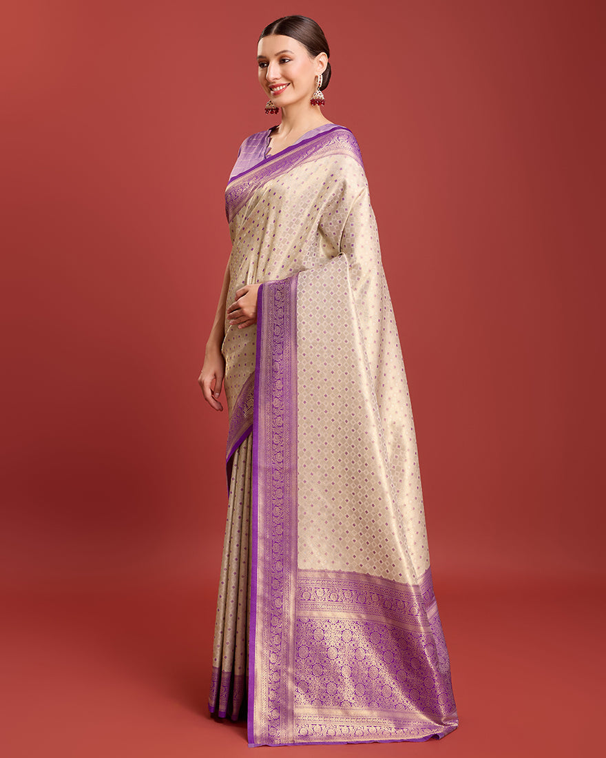 Monjolika Fashion Lavender Kanjivaram Silk Mesmerizing Saree - Distacart