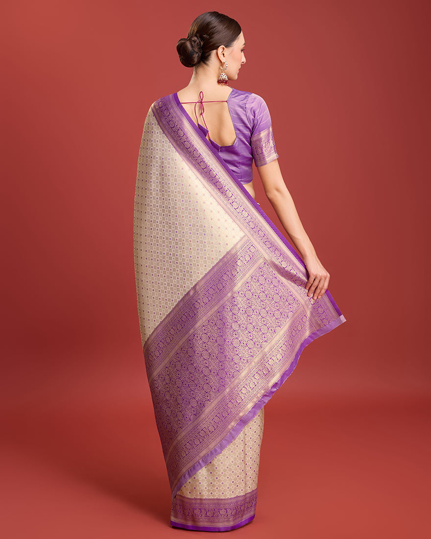 Monjolika Fashion Lavender Kanjivaram Silk Mesmerizing Saree - Distacart