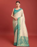 Monjolika Fashion Turquoise Kanjivaram Silk Mesmerizing Saree - Distacart