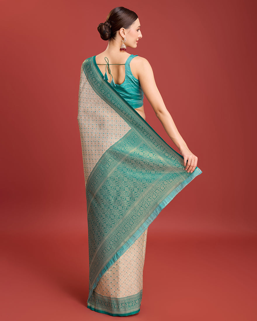 Monjolika Fashion Turquoise Kanjivaram Silk Mesmerizing Saree - Distacart