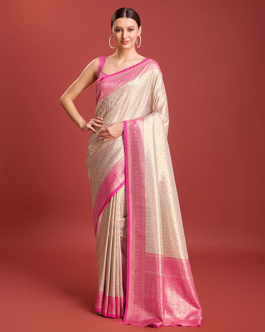 Monjolika Fashion Pink Kanjivaram Silk Mesmerizing Saree - Distacart