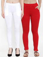 TAG 7 Women Pack Of 2 Solid Ankle-Length Straight-Fit Leggings