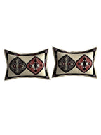 Spangle White & Maroon Ethnic Motifs 260 TC Cotton King Bedsheet with 2 Pillow Covers