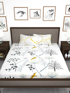 Story@home White & Blue Floral King Bedsheet with 2 Pillow Covers - Distacart