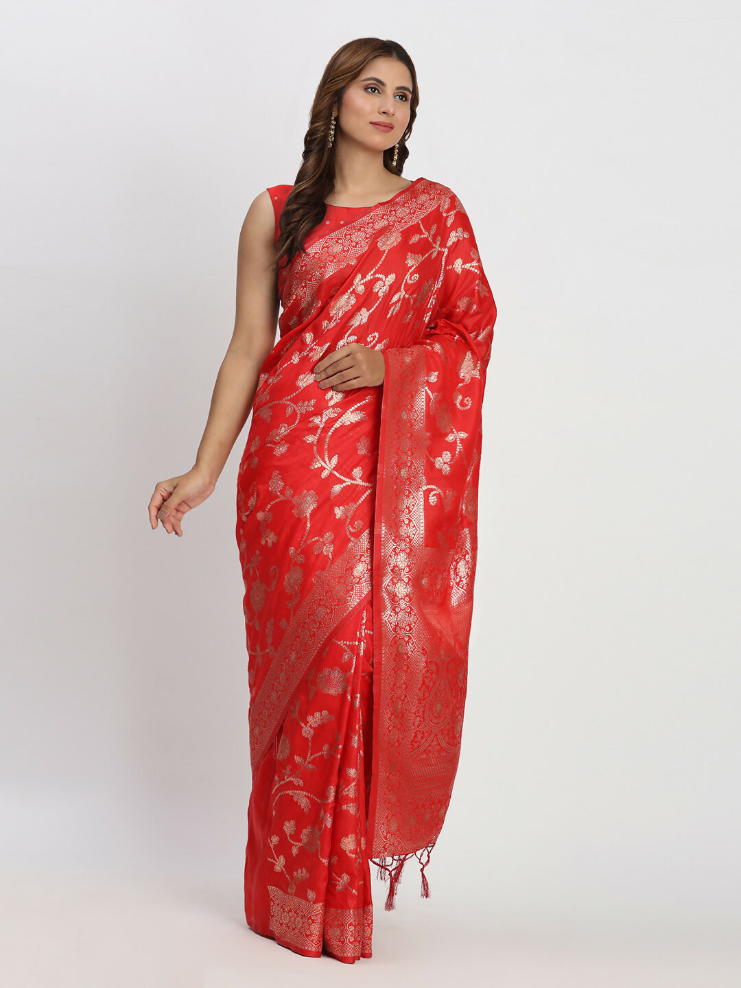 Shree Shyam Fashion Banarasi Silk Red Saree - Distacart