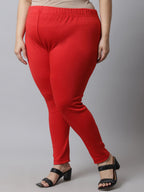 TAG 7 Women Red Plus Size Solid Ankle-Length Leggings