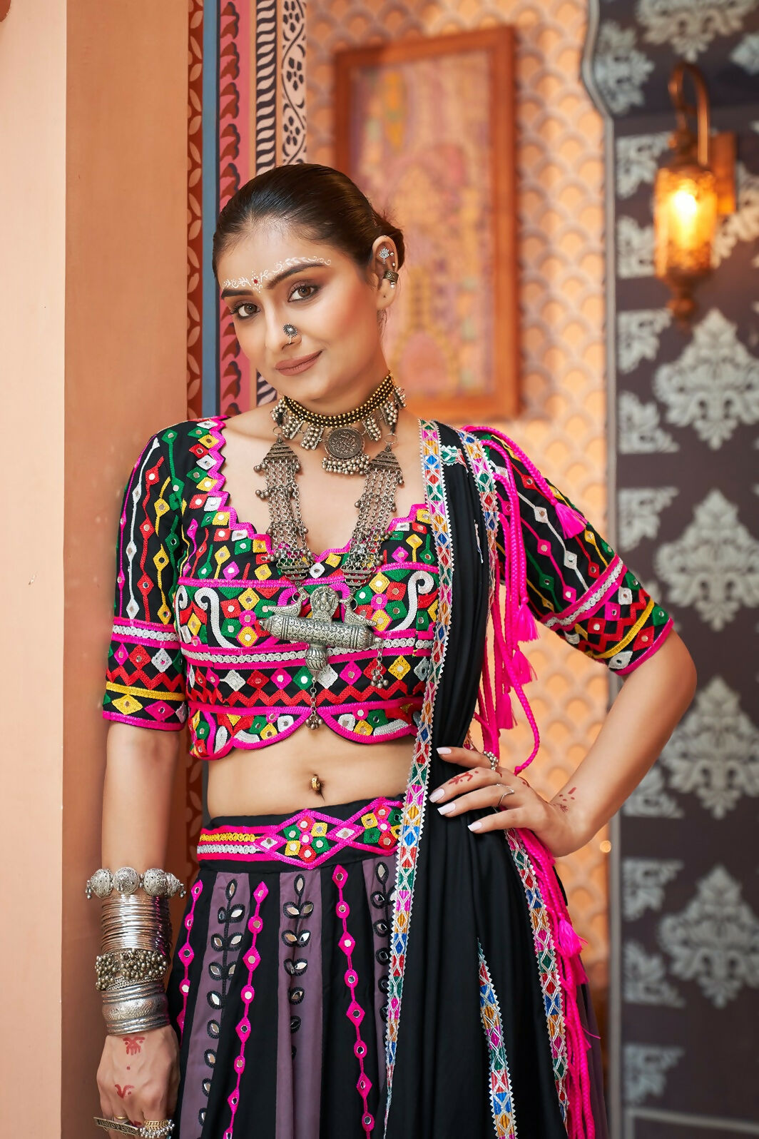 AI Fashion Multi Color Viscose Rayon Designer Navratri Lehenga Choli Collection