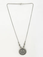 NVR Women's Silver-Toned Circular Shape Pendant with Chain