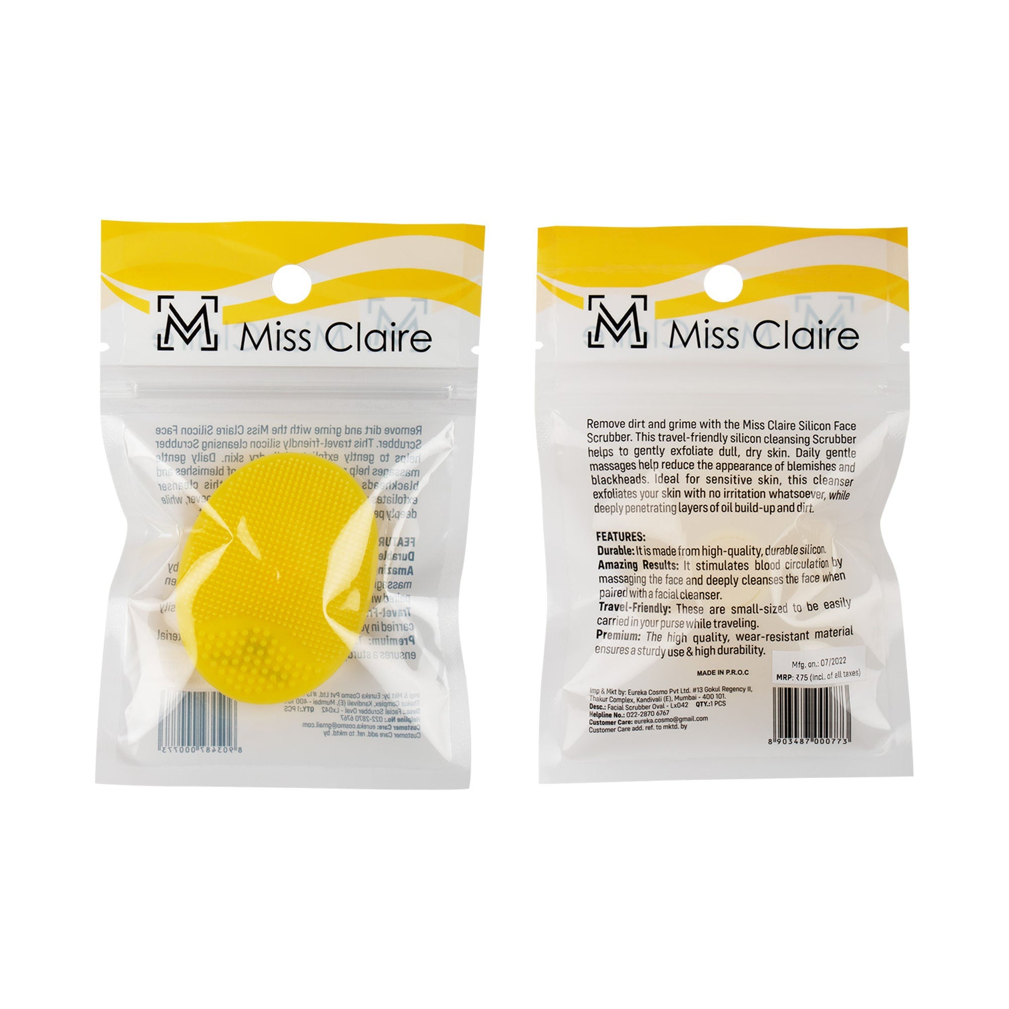 Miss Claire Lx042 Facial Scrubber Oval - Lemon - Distacart